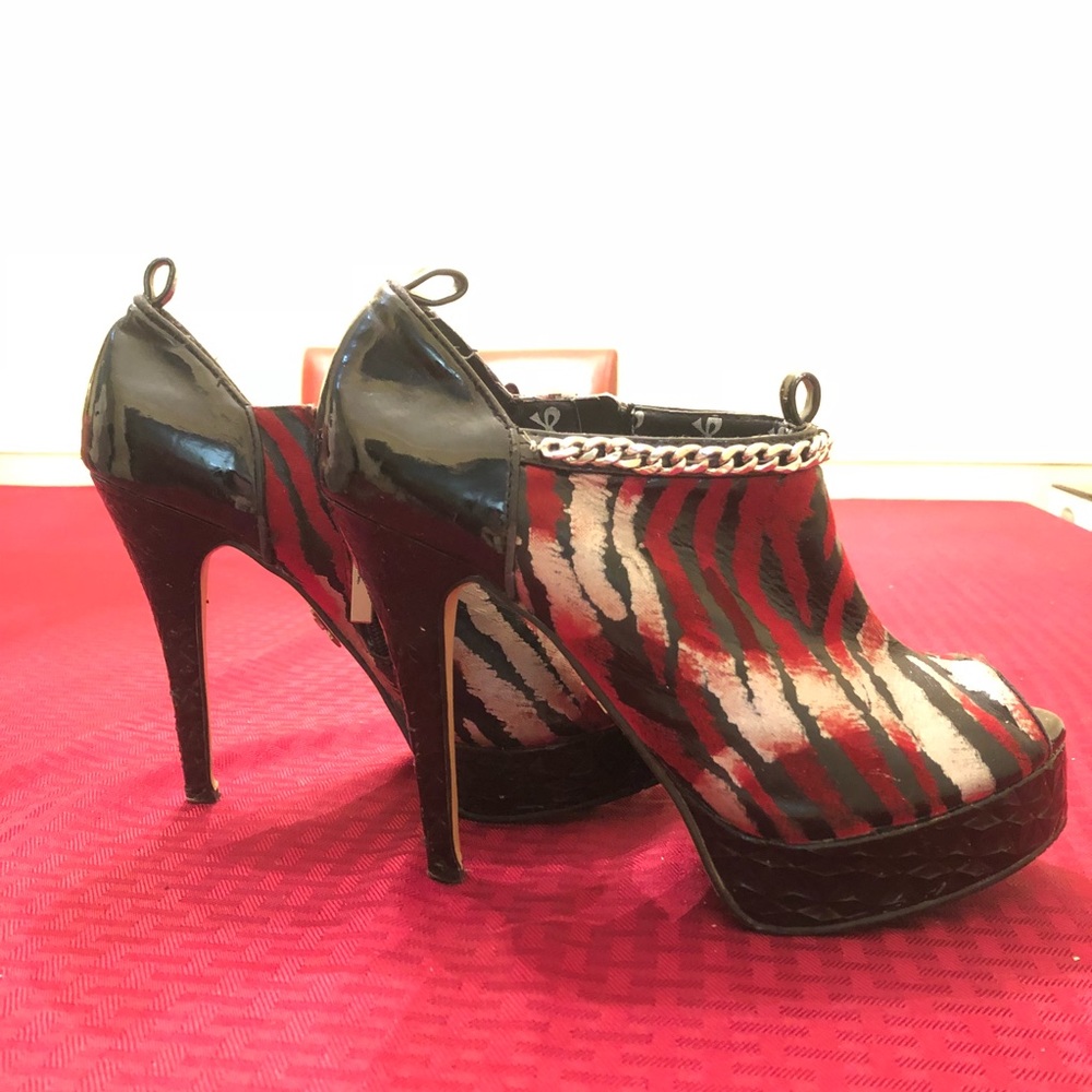 Zebra-print sandals red high heel  us size 7.5-8